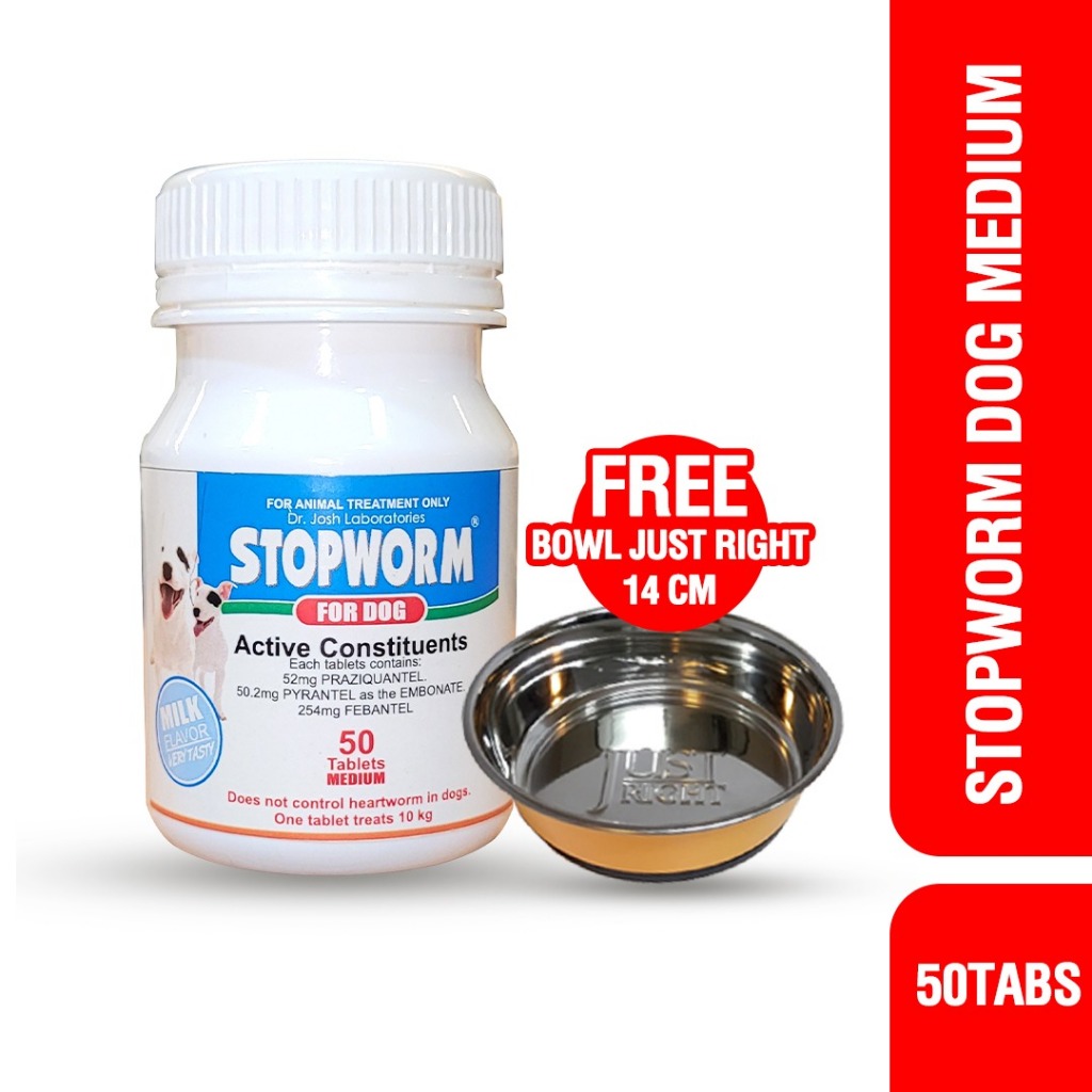 Best In Show Stopworm For Dog Medium 50tabs - Obat Cacing Anjing FREE GIFT BOWL 14CM 1PC