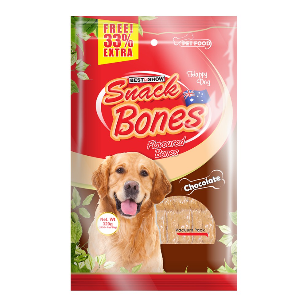 Best In Show Dog Biscuit Snack Bones Chocolate 240gr+80gr