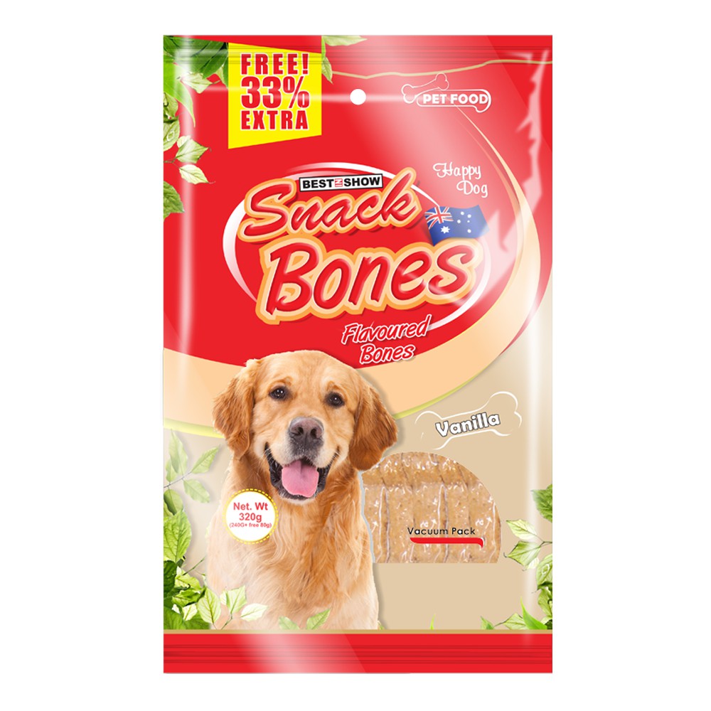 Best In Show Dog Biscuit Snack Bones Vanilla 240gr+80gr