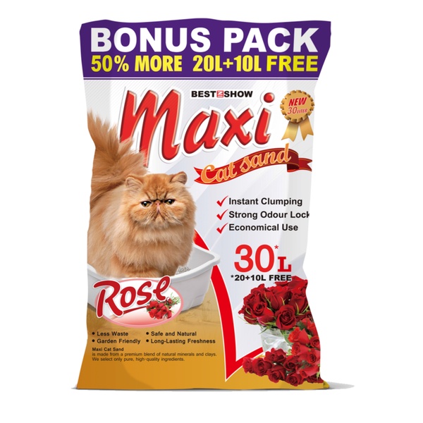 Best In Show Maxi Cat Sand Rose 30Lt/25Kg - Pasir Kucing