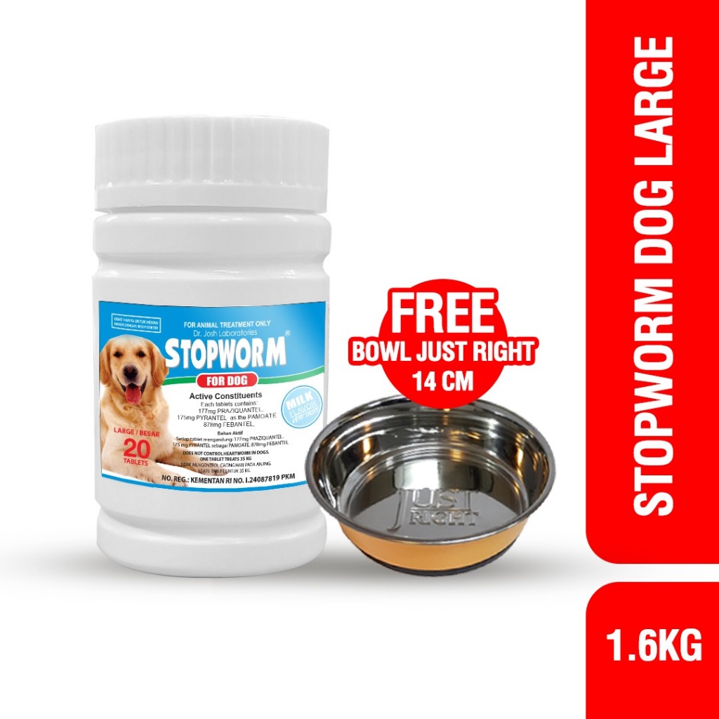 Best In Show Stopworm For Dog Large 20tabs - Obat Cacing Anjing FREE GIFT BOWL 14CM 1PC